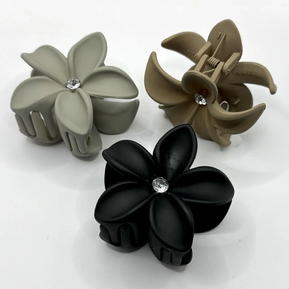3 Matte Flower Hair Clips NEW